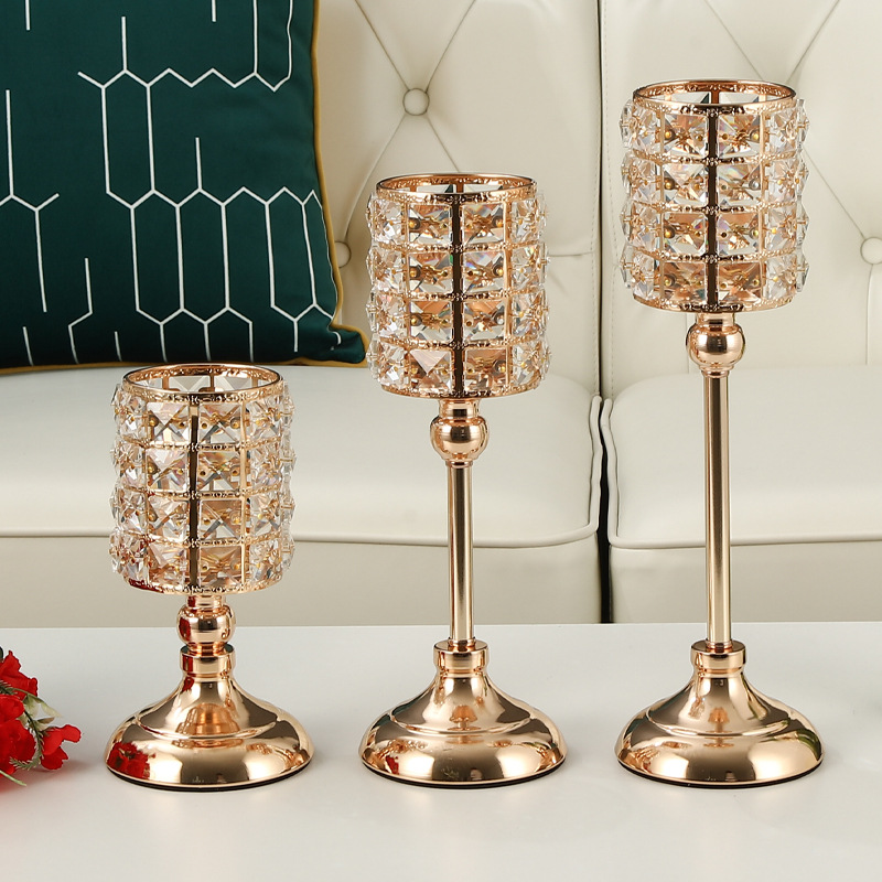 European Crystal Candlestick Iron Craft Decorations Metal Candle Holder Crafts Living Room Decoration Wedding