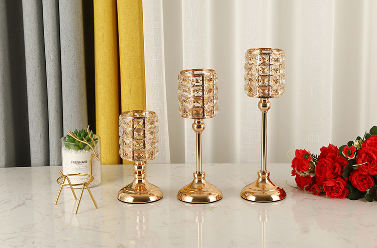 European Crystal Candlestick Iron Craft Decorations Metal Candle Holder Crafts Living Room Decoration Wedding