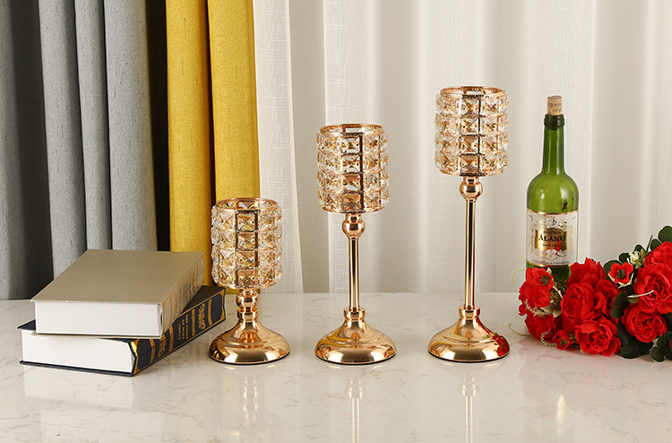 European Crystal Candlestick Iron Craft Decorations Metal Candle Holder Crafts Living Room Decoration Wedding