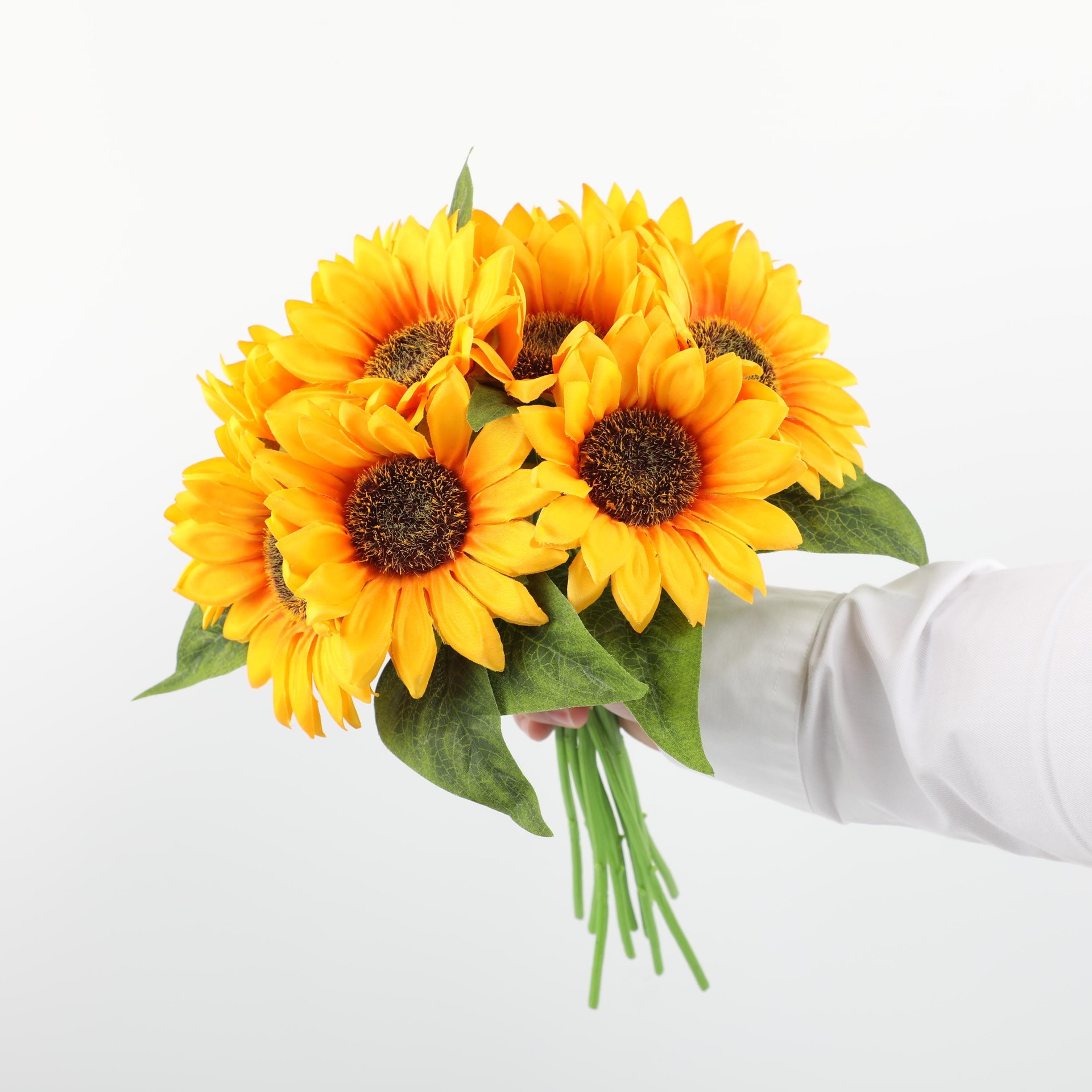 Artificial Flower Wedding Decoration Bridal Bouquet 5-Head Hand-Tied Sunflower Fake Flower Crafts Ornaments