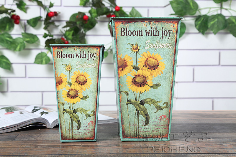 Factory Direct Sales Home Decoration Wedding Flower Arrangement Iron Bucket Iron Flower Arrangement Crafts Decoration Sm