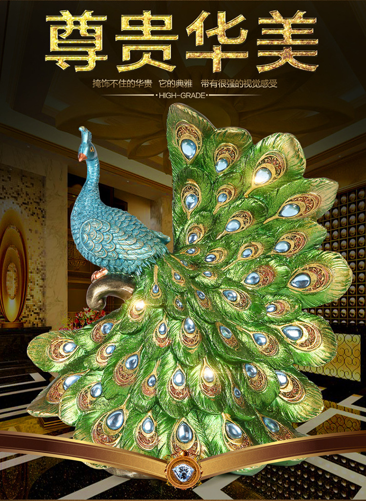 European-Style Peacock Ornaments Living Room Decorations Resin Crafts Hallway Wine Cabinet Desktop New House Housewarming Wedding Gifts