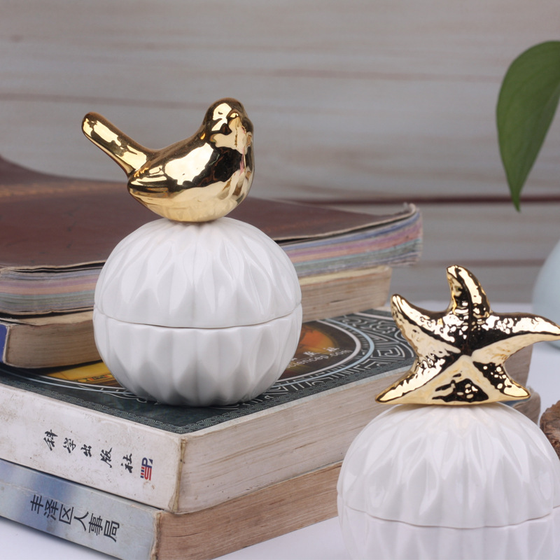 Ceramic storage tank Candy tank Storage tank Electroplating crafts home decoration storage tank wedding jewelry gift box