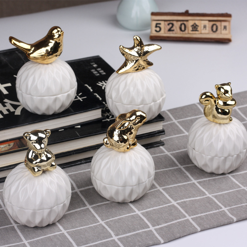 Ceramic storage tank Candy tank Storage tank Electroplating crafts home decoration storage tank wedding jewelry gift box
