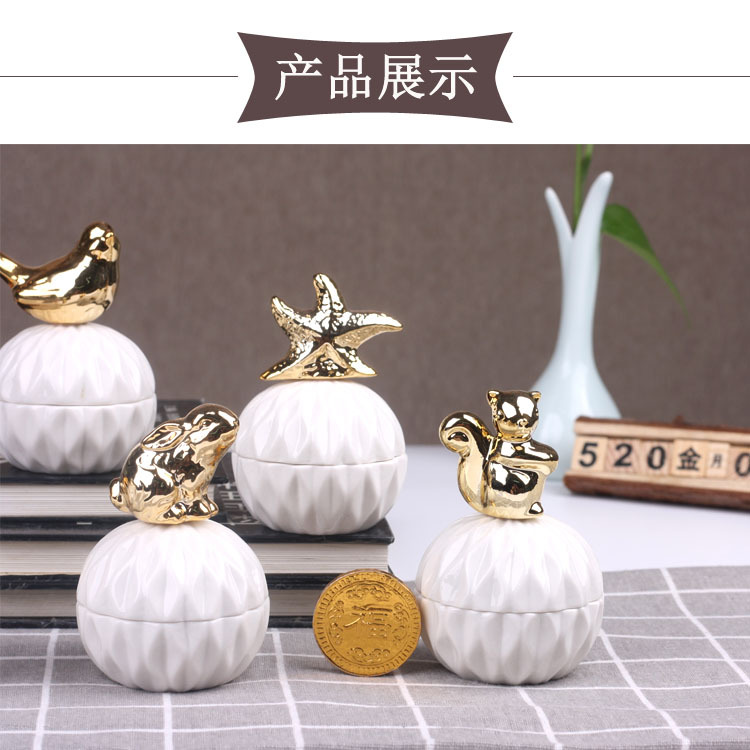 Ceramic storage tank Candy tank Storage tank Electroplating crafts home decoration storage tank wedding jewelry gift box