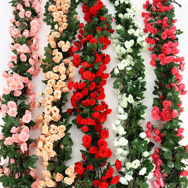 Wedding ornaments  Wedding Pipe Air Conditioning Cover Decorative Fake Flower Rattan Silk Flower Wall Hanging