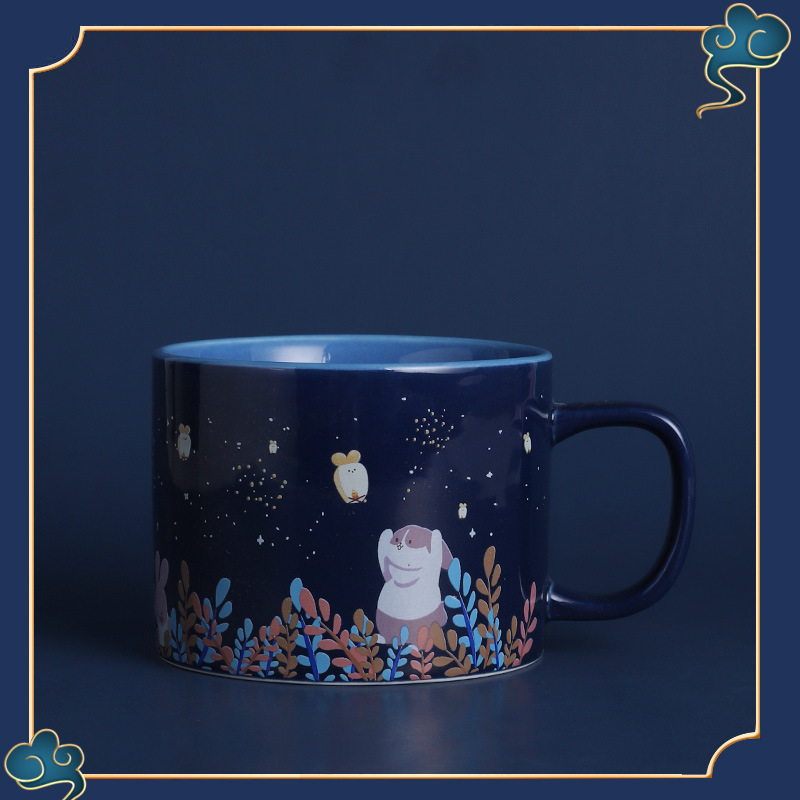 Cup 2020 MidAutumn Festival Cute Cute Rabbit Osmanthus Forest All over the Sky Deep Autumn Glass Straw Mark Vacuum Cup