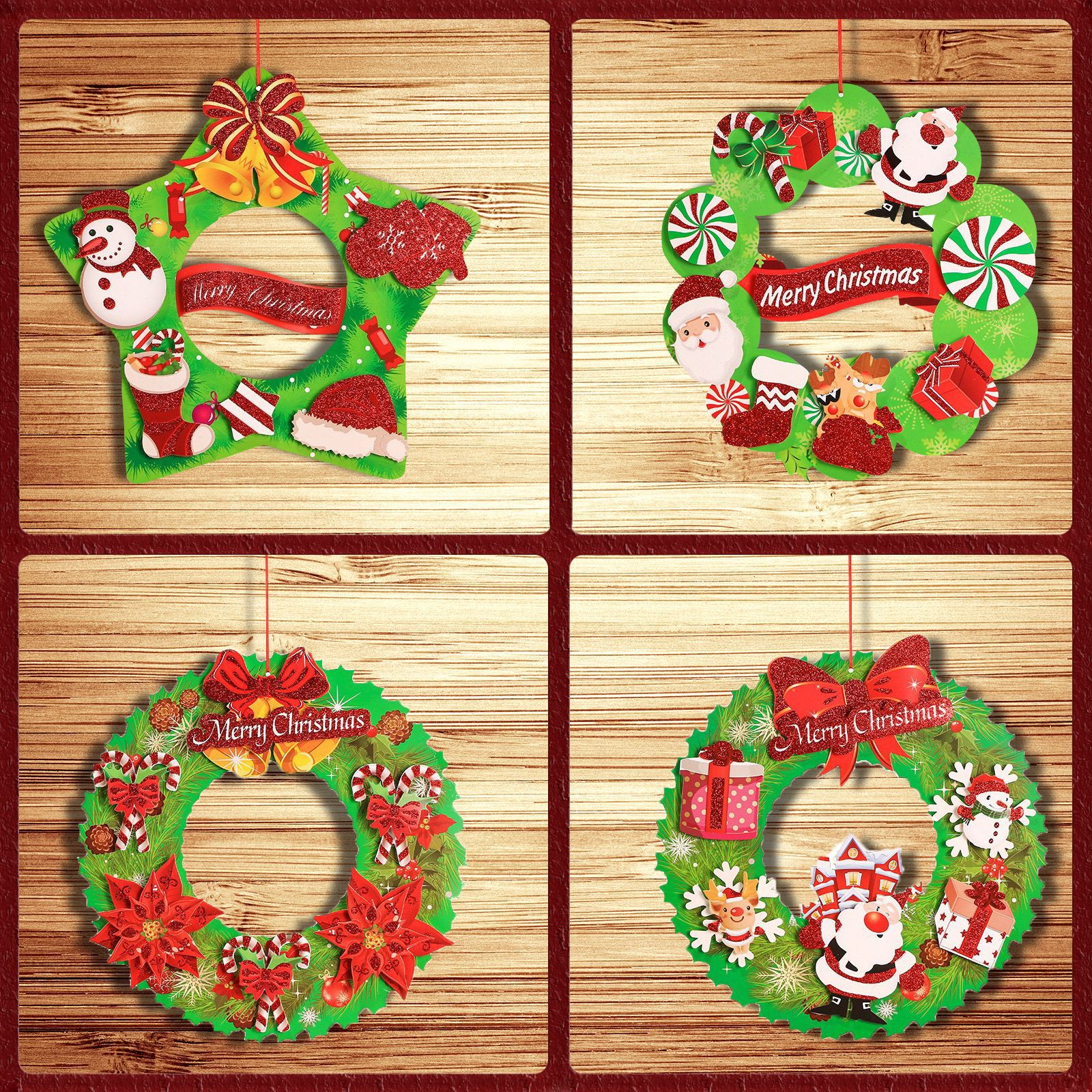 Factory direct Santa Claus flower old man walking stick decorations stereo sprinkling paper garland garland pendant