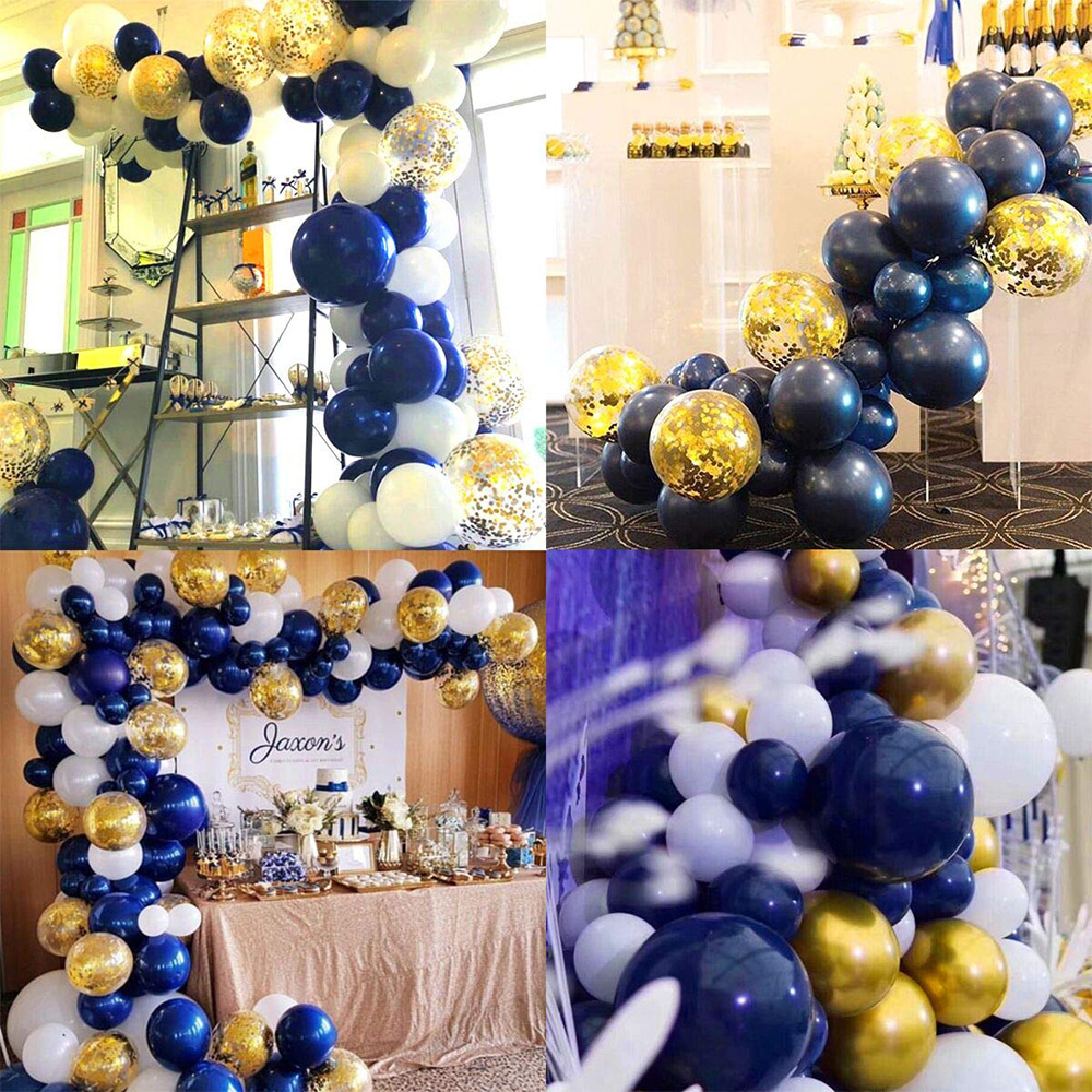 Amazon Balloon Garland Arch Bridge Night Blue White Balloon Paper Scrap Balloon Party Background DIY Decoration Supplies
