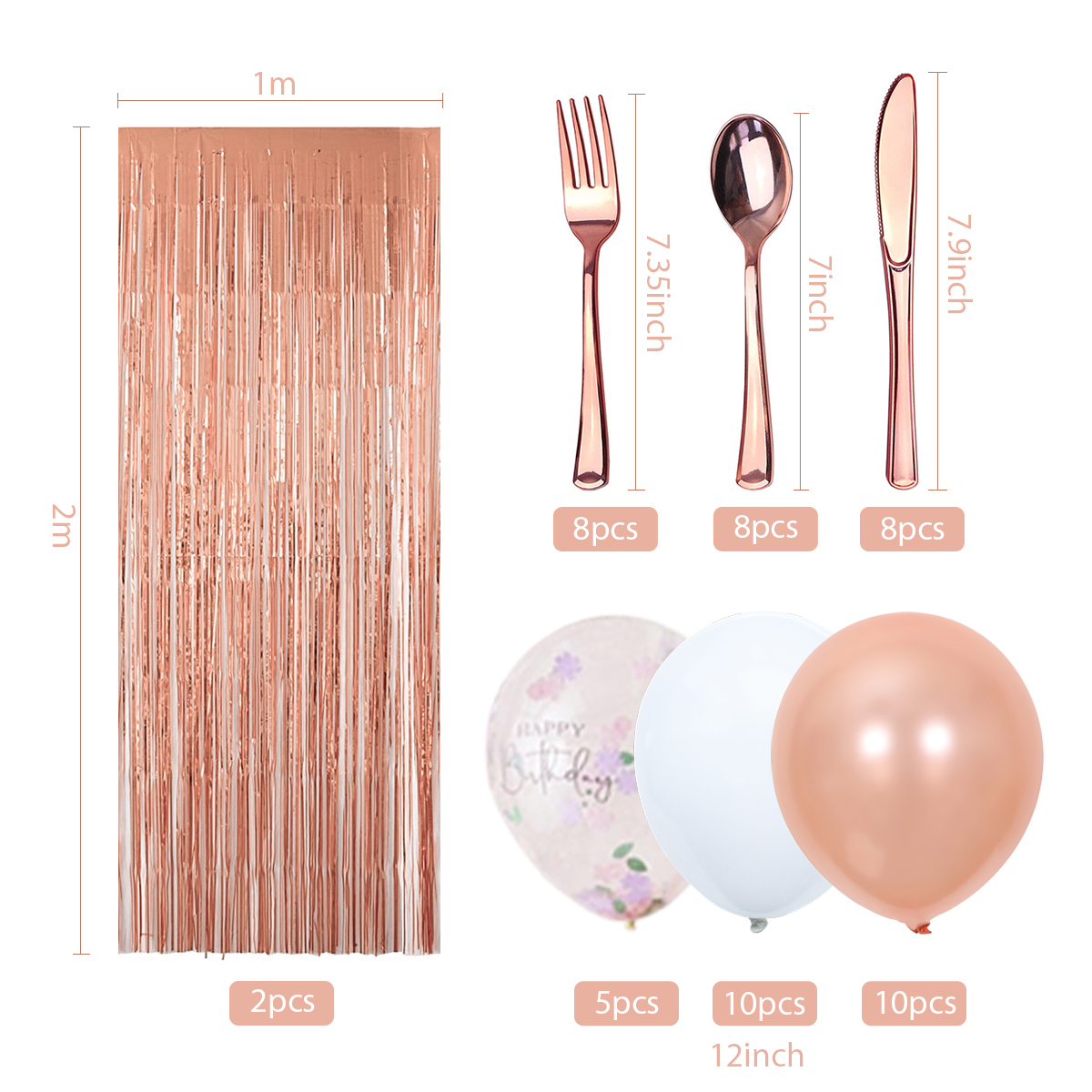 Rose Gold Birthday Party Supplies Paper Fan Garland Banner Balloon Tableware Set Wedding Bride Shower Party Decoration Rose Gold Birthday Party Supplies Paper Fan Garland Banner Balloon Tableware Set Wedding Bride Shower Party Decoration
