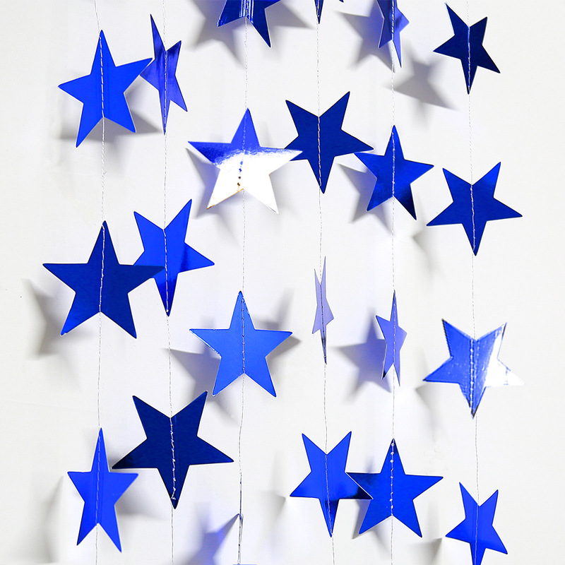 Mirror Wall Stickers FiveCorner Star Paper String Garland Christmas Decoration Wedding Party Flag Pulling Window