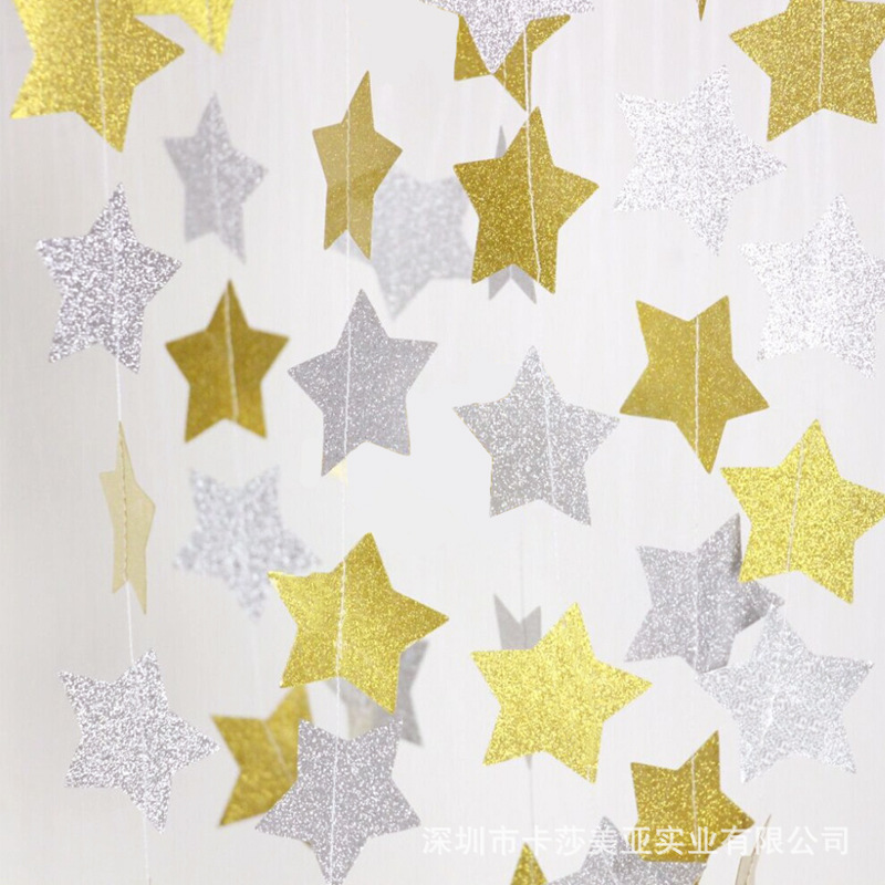 Mirror Wall Stickers FiveCorner Star Paper String Garland Christmas Decoration Wedding Party Flag Pulling Window Mirror Wall Stickers FiveCorner Star Paper String Garland Christmas Decoration Wedding Party Flag Pulling Window