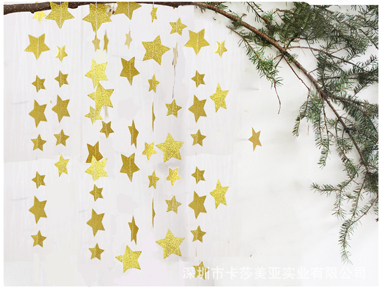 Mirror Wall Stickers FiveCorner Star Paper String Garland Christmas Decoration Wedding Party Flag Pulling Window Mirror Wall Stickers FiveCorner Star Paper String Garland Christmas Decoration Wedding Party Flag Pulling Window
