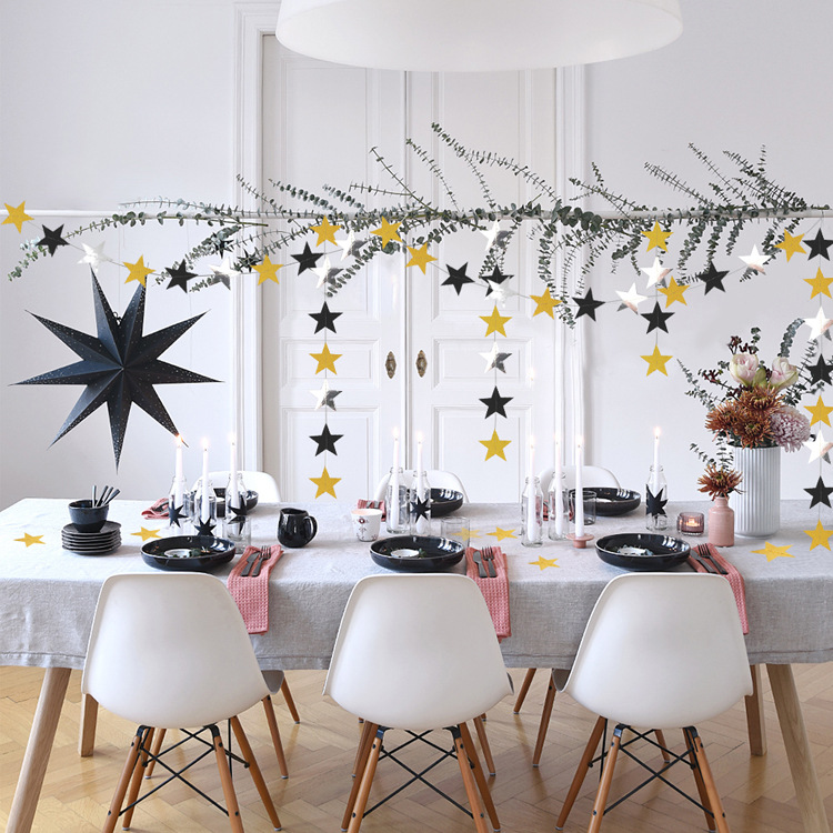 Mirror Wall Stickers FiveCorner Star Paper String Garland Christmas Decoration Wedding Party Flag Pulling Window Mirror Wall Stickers FiveCorner Star Paper String Garland Christmas Decoration Wedding Party Flag Pulling Window