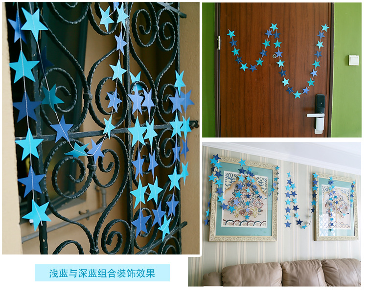 Mirror Wall Stickers FiveCorner Star Paper String Garland Christmas Decoration Wedding Party Flag Pulling Window Mirror Wall Stickers FiveCorner Star Paper String Garland Christmas Decoration Wedding Party Flag Pulling Window