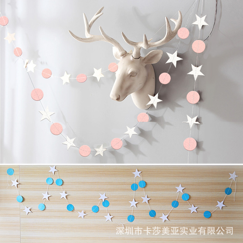 Mirror Wall Stickers FiveCorner Star Paper String Garland Christmas Decoration Wedding Party Flag Pulling Window Mirror Wall Stickers FiveCorner Star Paper String Garland Christmas Decoration Wedding Party Flag Pulling Window