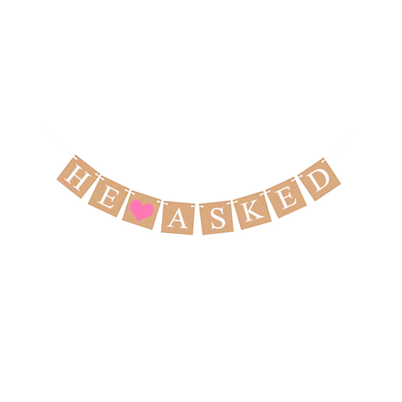 European and American Wedding Single Party Decoration Garland He Asked She Said Yes Kraft Paper Hanging Flag European and American Wedding Single Party Decoration Garland He Asked She Said Yes Kraft Paper Hanging Flag
