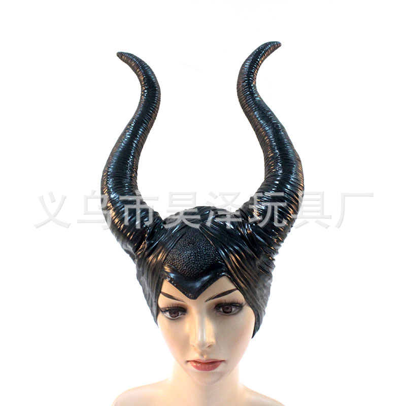 Halloween Devil Hair Cover Sleeping Spell Headdress Vinyl Sleeping Beauty Witch Black Horn Headgear Props Mask Halloween Devil Hair Cover Sleeping Spell Headdress Vinyl Sleeping Beauty Witch Black Horn Headgear Props Mask