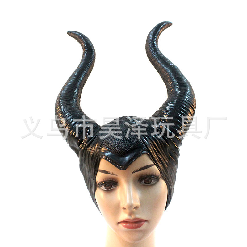 Halloween Devil Hair Cover Sleeping Spell Headdress Vinyl Sleeping Beauty Witch Black Horn Headgear Props Mask Halloween Devil Hair Cover Sleeping Spell Headdress Vinyl Sleeping Beauty Witch Black Horn Headgear Props Mask