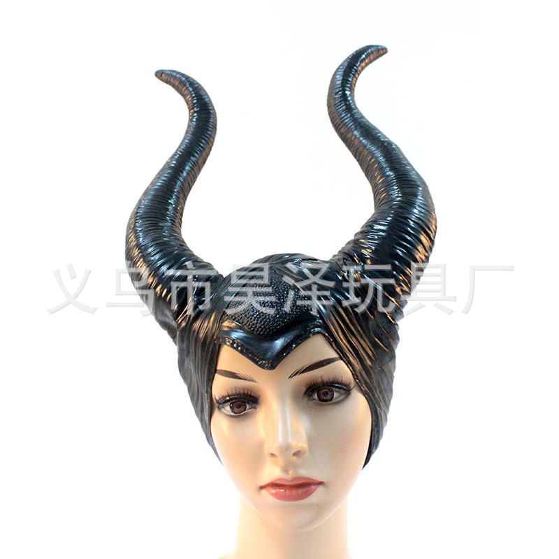 Halloween Devil Hair Cover Sleeping Spell Headdress Vinyl Sleeping Beauty Witch Black Horn Headgear Props Mask Halloween Devil Hair Cover Sleeping Spell Headdress Vinyl Sleeping Beauty Witch Black Horn Headgear Props Mask