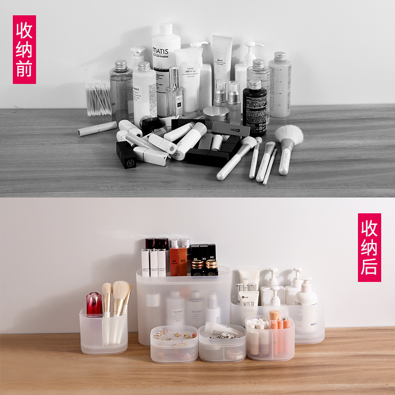 Desktop Storage Box Cosmetics Box with Lid Transparent Seperated Plastic Mask Box Lipstick Skin Care Storage Rack