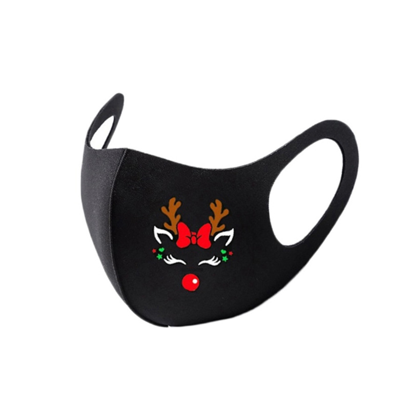 Christmas Mask Internet Celebrity Star Halloween Printing Autumn and Winter Ice Cotton Adult Non-Disposable Washable and Dustproof