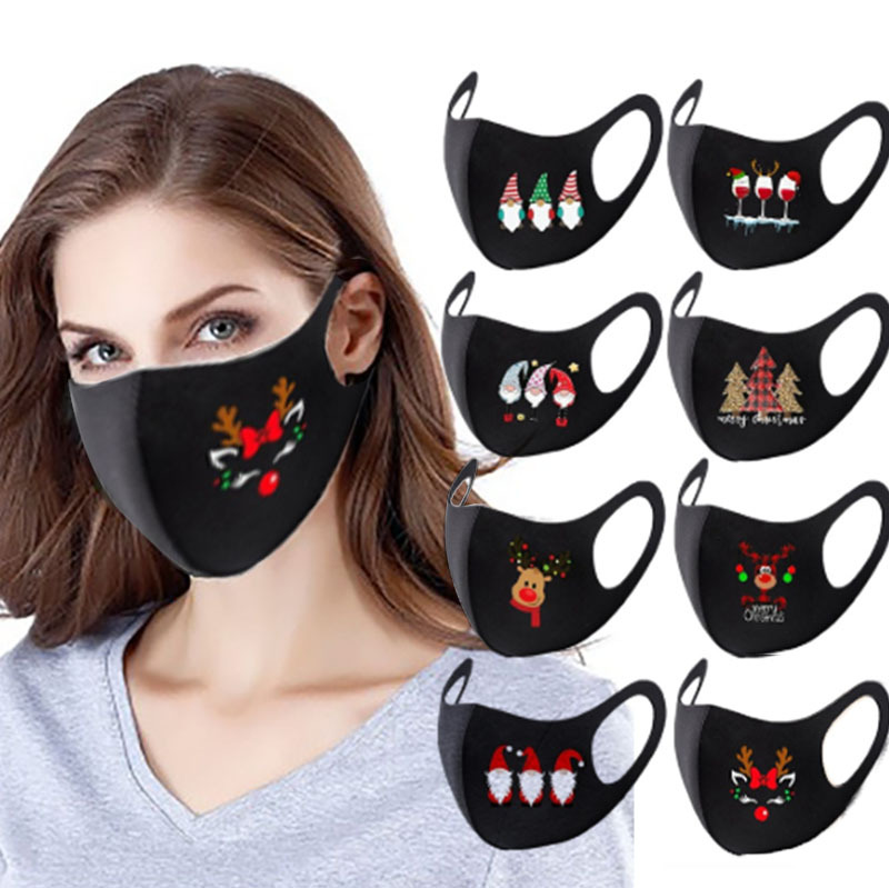 Christmas Mask Internet Celebrity Star Halloween Printing Autumn and Winter Ice Cotton Adult Non-Disposable Washable and Dustproof Christmas Mask Internet Celebrity Star Halloween Printing Autumn and Winter Ice Cotton Adult Non-Disposable Washable and Dustproof