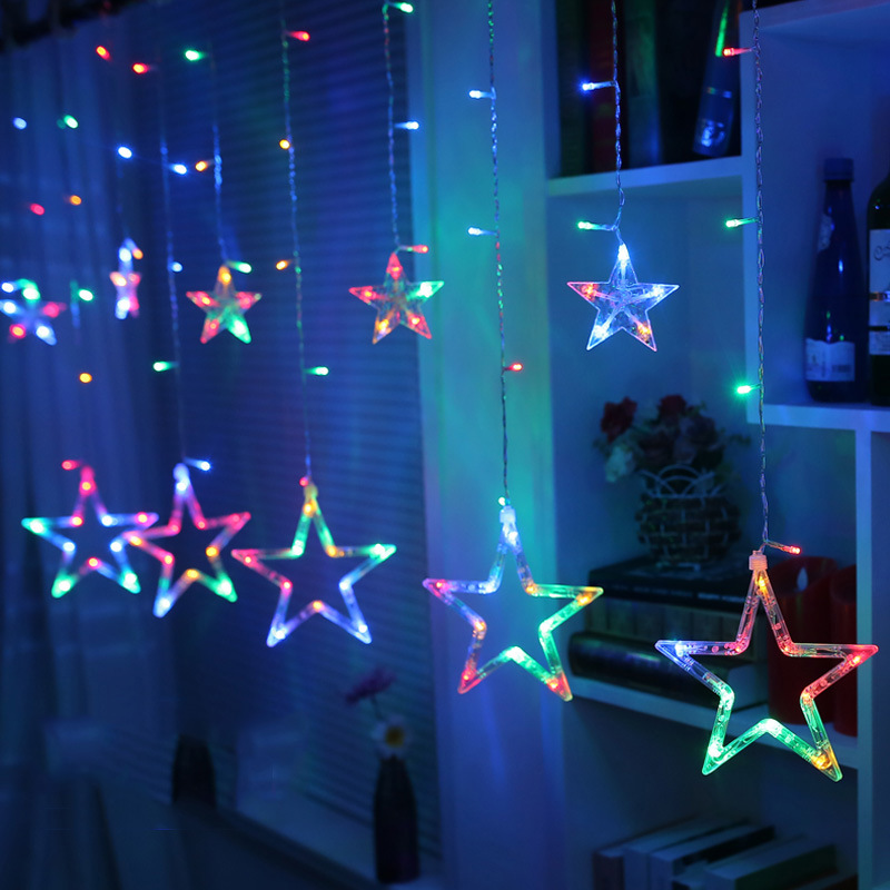 Star Light LED Lighting Chain Ins Christmas Lights Decorative Holiday Light Curtain Light Wedding Neon Color Light European and American Standard 110V