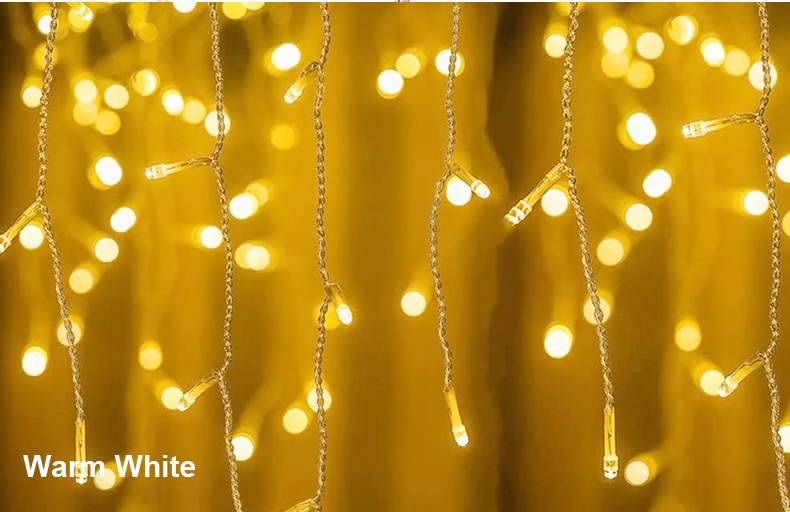LED Ice Strip Light Lighting Chain 8 Mode Curtain Lights Starry Waterfall Lighting Chain Christmas Lights New Year Festival Star Lights