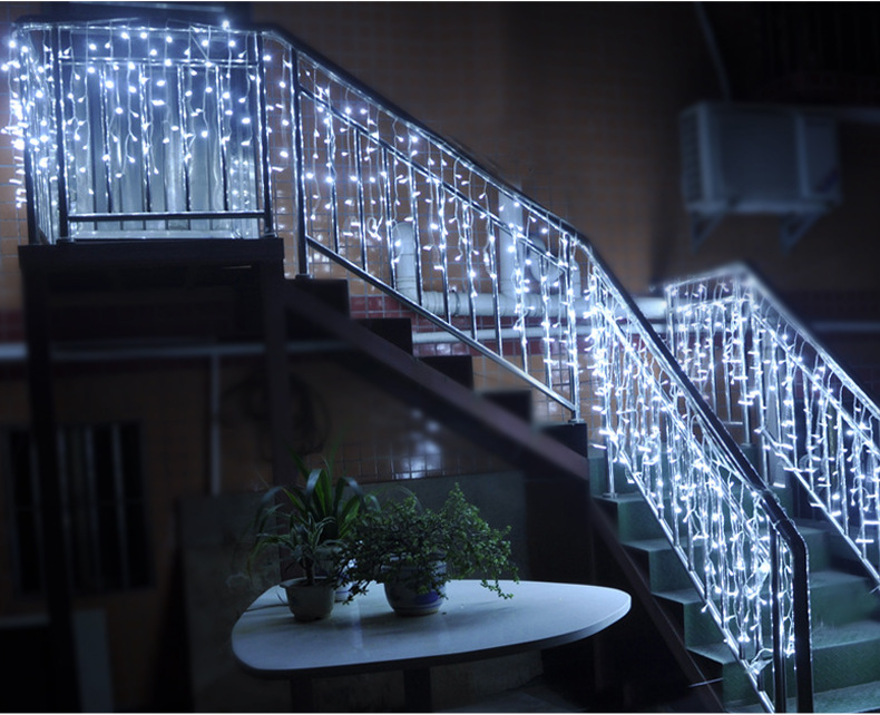 LED Ice Strip Light Lighting Chain 8 Mode Curtain Lights Starry Waterfall Lighting Chain Christmas Lights New Year Festival Star Lights