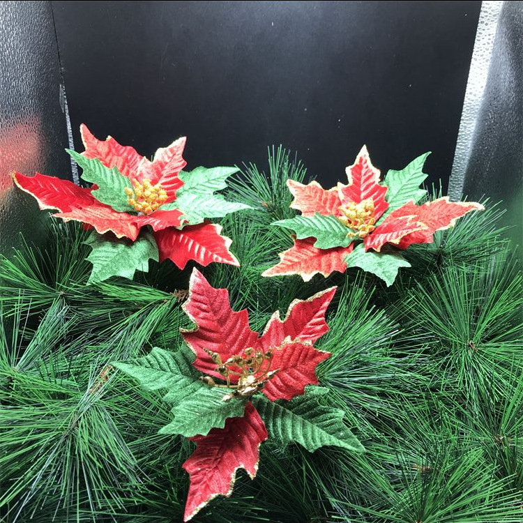 2021 New Handmade Artificial Hand Roll Flower Christmas Flower Gold Powder Edge Source Factory Christmas flower