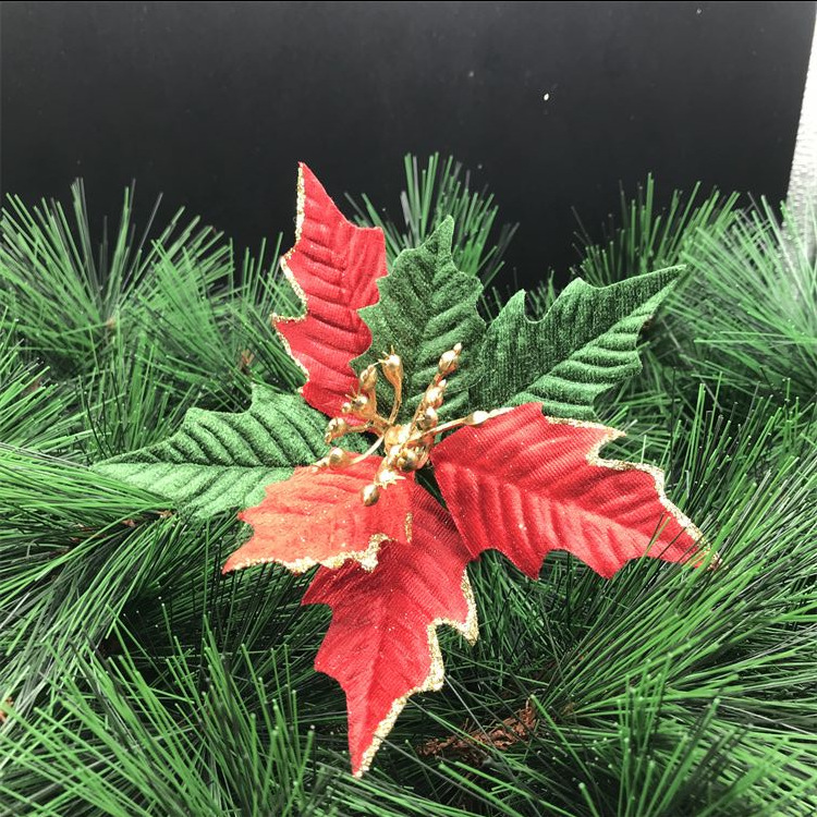 2021 New Handmade Artificial Hand Roll Flower Christmas Flower Gold Powder Edge Source Factory Christmas flower