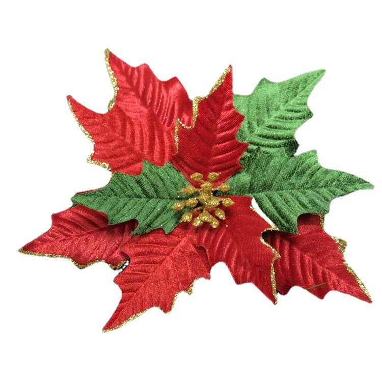 2021 New Handmade Artificial Hand Roll Flower Christmas Flower Gold Powder Edge Source Factory Christmas flower