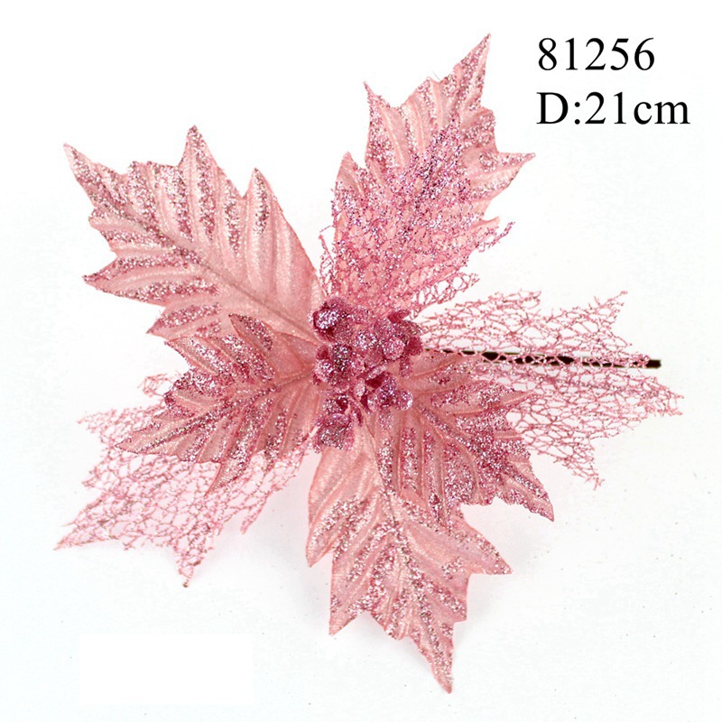 Manufacturer Christmas decoration Christmas flower with Flash powder and sequins D21cm Simulation Of Christmas flower Manufacturer Christmas decoration Christmas flower with Flash powder and sequins D21cm Simulation Of Christmas flower