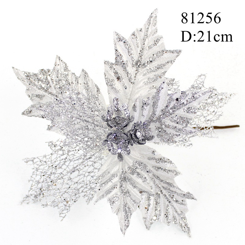 Manufacturer Christmas decoration Christmas flower with Flash powder and sequins D21cm Simulation Of Christmas flower Manufacturer Christmas decoration Christmas flower with Flash powder and sequins D21cm Simulation Of Christmas flower