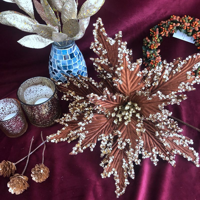 Manufacturer Christmas decoration Christmas flower with Flash powder and sequins D21cm Simulation Of Christmas flower Manufacturer Christmas decoration Christmas flower with Flash powder and sequins D21cm Simulation Of Christmas flower