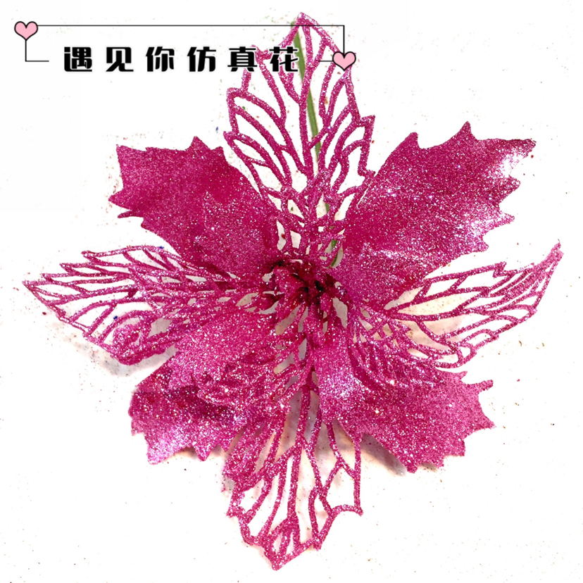 Hollow Gold Powder Christmas Flower Christmas Garland Rattan DIY Decoration Christmas Flower Christmas Tree Accessories Pendant