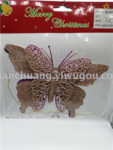 Christmas Flower Christmas Butterfly Christmas Decorations Christmas Decoration Gold Powder Plastic Flowers