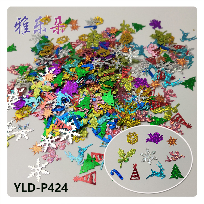 Yaleduo Pet Laser Christmas Series Sequin Gift Box Angel Mixed Sequin Clothing Sewing Festival DIY Accessories