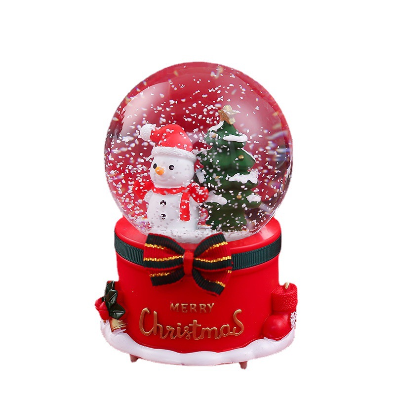 Christmas Crystal Ball Music Box Floating Snowflake Glowing Santa Claus Christmas Tree Children Gift Music Box