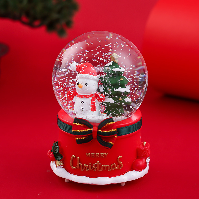 Christmas Crystal Ball Music Box Floating Snowflake Glowing Santa Claus Christmas Tree Children Gift Music Box