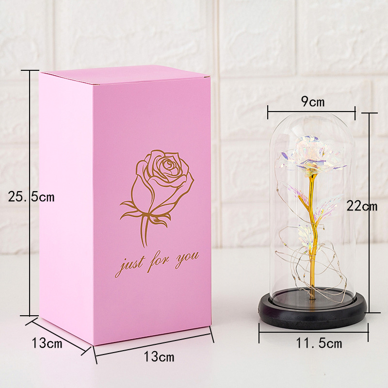 Preserved Fresh Flower Glass Cover Rose Flower Glass Cover Luminous Led Valentine's Day Christmas Gift Gift CrossBorder Preserved Fresh Flower Glass Cover Rose Flower Glass Cover Luminous Led Valentine's Day Christmas Gift Gift CrossBorder