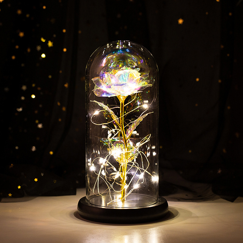 Preserved Fresh Flower Glass Cover Rose Flower Glass Cover Luminous Led Valentine's Day Christmas Gift Gift CrossBorder Preserved Fresh Flower Glass Cover Rose Flower Glass Cover Luminous Led Valentine's Day Christmas Gift Gift CrossBorder