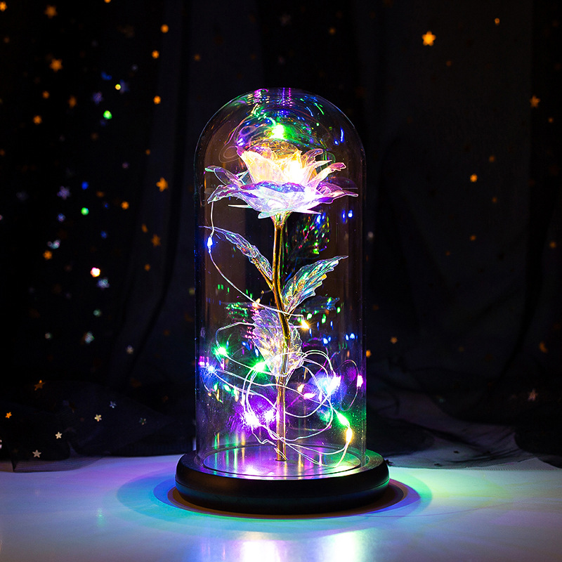 Preserved Fresh Flower Glass Cover Rose Flower Glass Cover Luminous Led Valentine's Day Christmas Gift Gift CrossBorder Preserved Fresh Flower Glass Cover Rose Flower Glass Cover Luminous Led Valentine's Day Christmas Gift Gift CrossBorder