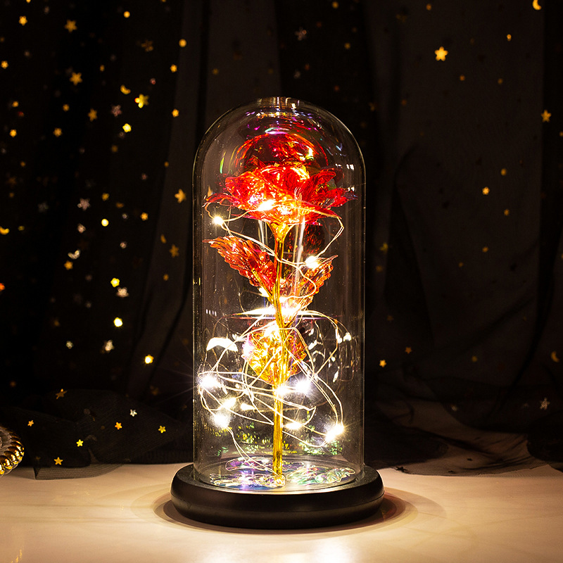Preserved Fresh Flower Glass Cover Rose Flower Glass Cover Luminous Led Valentine's Day Christmas Gift Gift CrossBorder Preserved Fresh Flower Glass Cover Rose Flower Glass Cover Luminous Led Valentine's Day Christmas Gift Gift CrossBorder