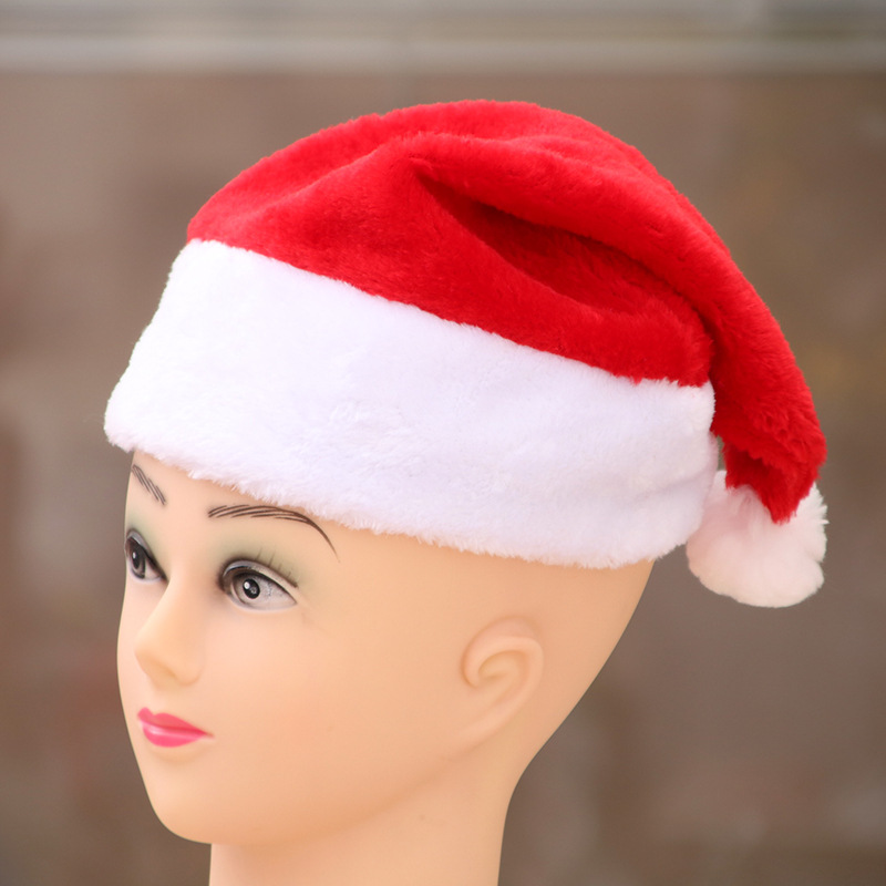 Christmas Hat High-End Christmas Short Plush Hat Christmas Product Adult Christmas Hat Party
