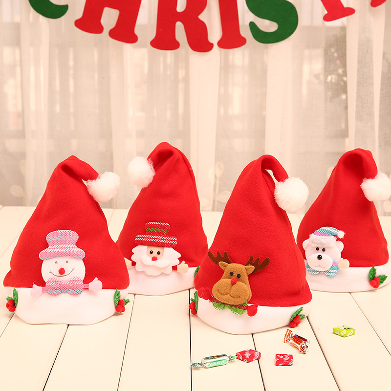 Christmas Decorations Christmas Stickers Bead Caps Cartoon Children Hat Non-Woven Christmas Antler Hat Doll Christmas Hat