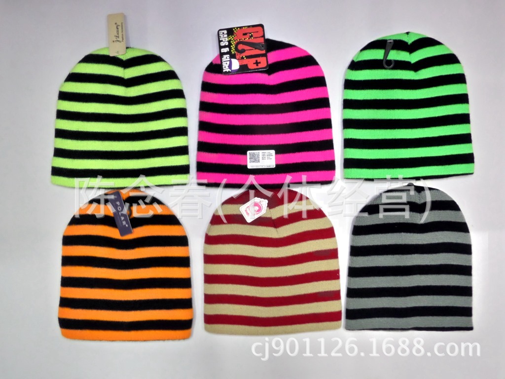Special!!!!!!!!!!!!!!! South Chesapeake &#039;s new fluorescent striped knit cap, knit cap, pointy hat, ribbed Christmas hat