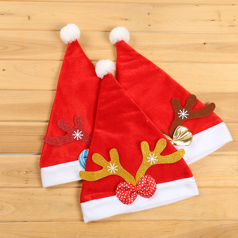 Christmas Hat Adult and Children Brushed Gold Powder Antlers Christmas Hat Christmas Party Holiday Decoration Supplies