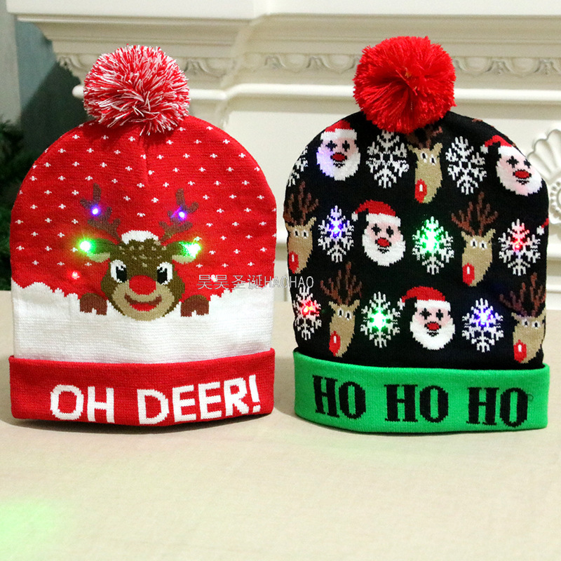 Wool Christmas Hat Adult and Children Knitted Christmas Hat Christmas Hat Colorful Luminous Knitted Hat High-End Elderly Christmas Hat Wool Christmas Hat Adult and Children Knitted Christmas Hat Christmas Hat Colorful Luminous Knitted Hat High-End Elderly Christmas Hat
